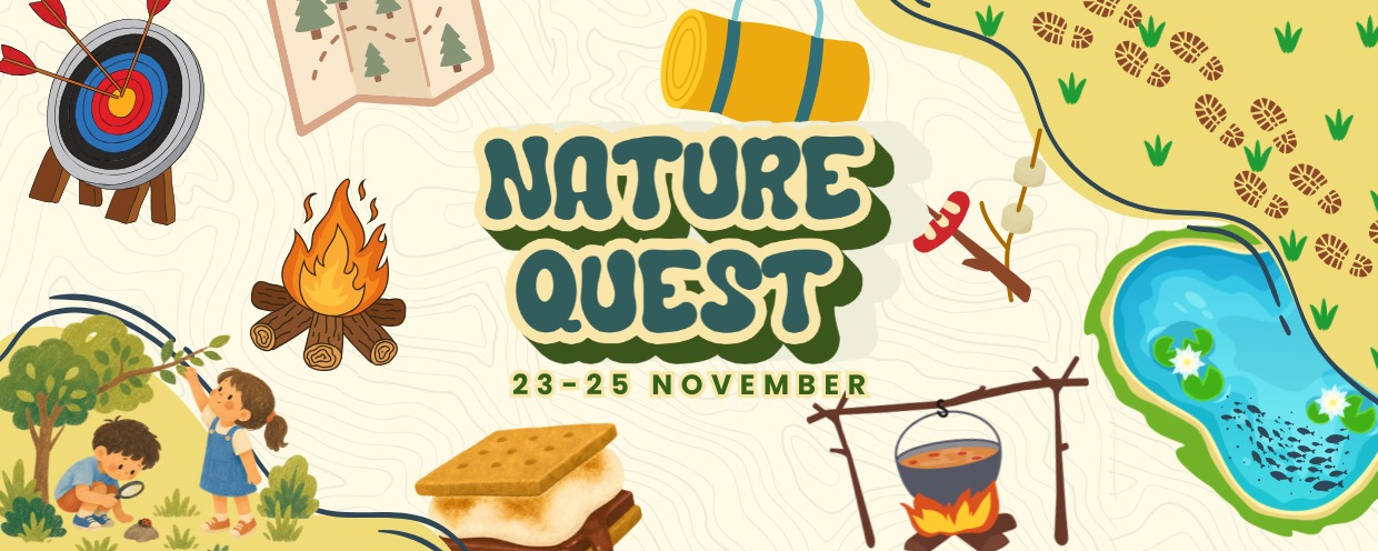 Nature Quest kids holiday camp banner, 23 to 25 November